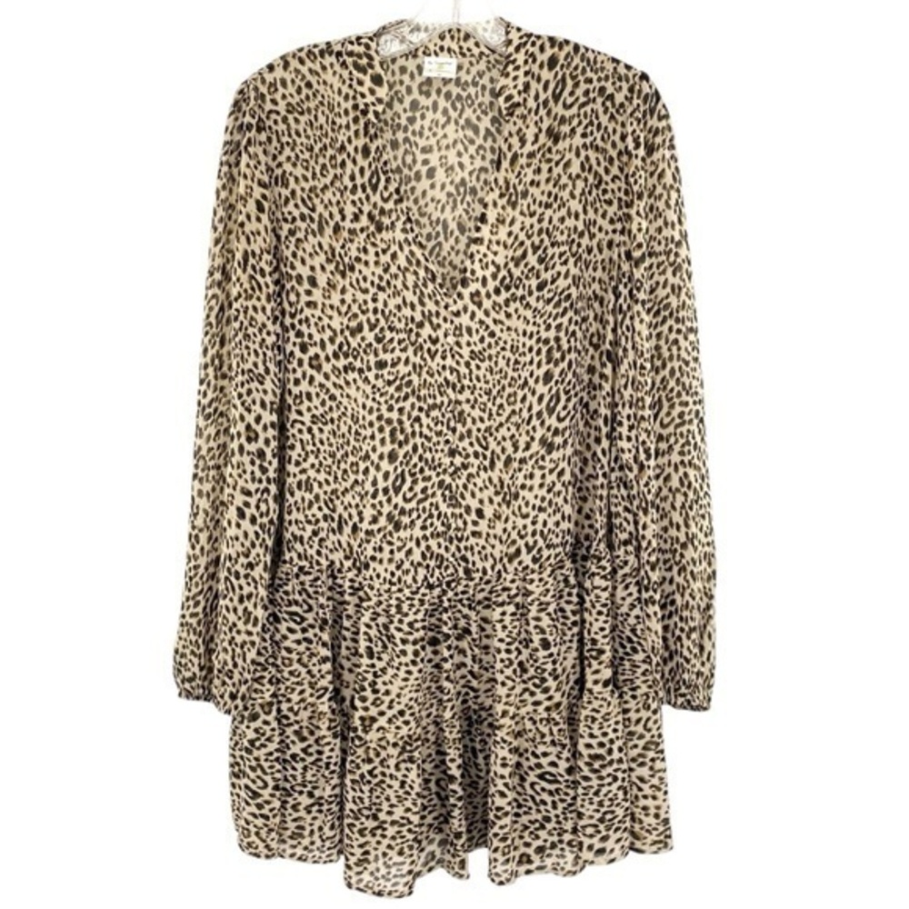Anthropologie By Together Leopard Print Chiffon Dress